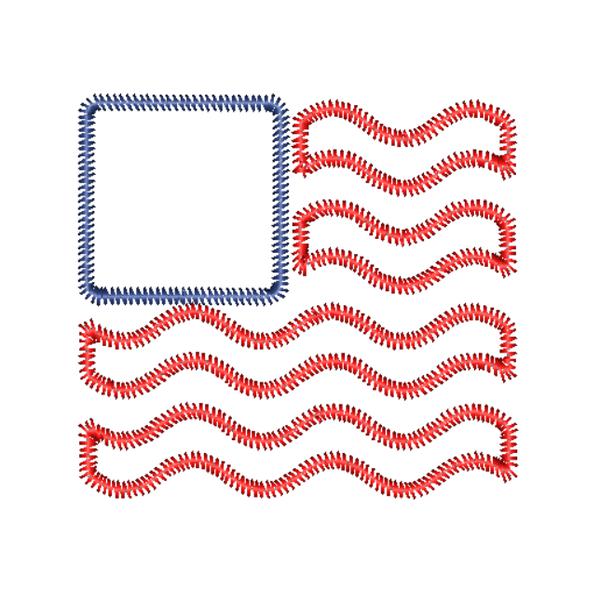 Flag Wave Zig Zag Stitch Applique Design, Applique