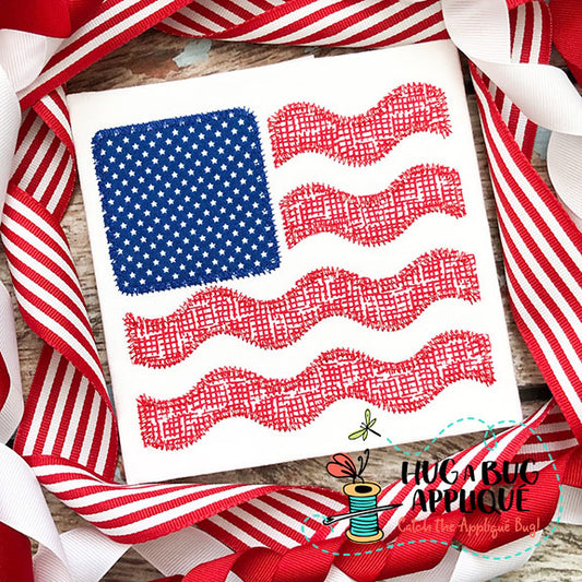 Flag Wave Zig Zag Stitch Applique Design, Applique