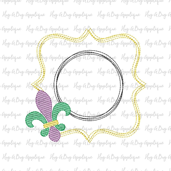 Fleur De Lis Frame Embroidery Design, Embroidery