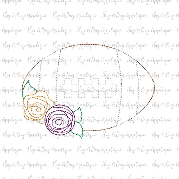 Football Flowers Bean Stitch Applique Design, Applique