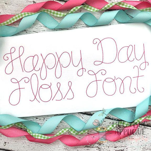 Happy Day Floss Stitch Embroidery Font, Embroidery Font