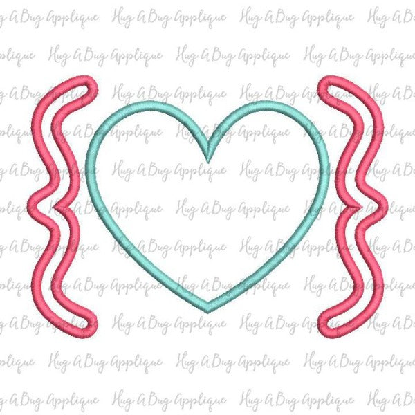 Heart Brackets Satin Stitch Applique Design, Applique