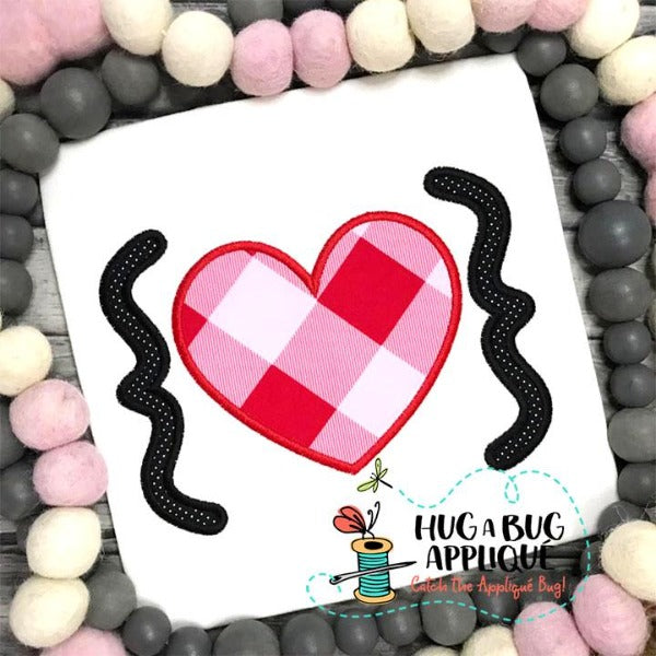 Heart Brackets Satin Stitch Applique Design, Applique