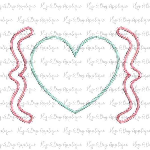 Heart Brackets Zig Zag Stitch Applique Design, Applique