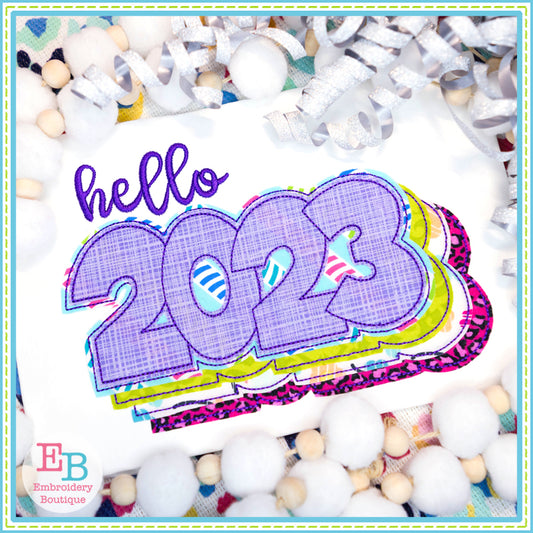 Hello 2023 Bean Stitch Applique, Applique