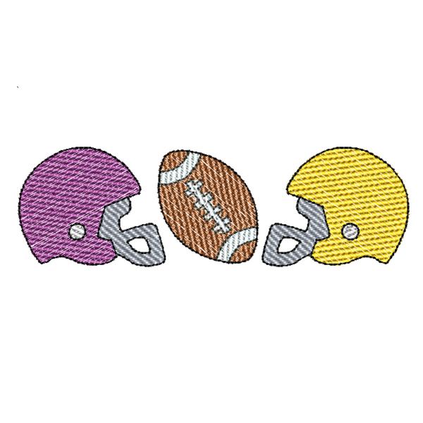 Football Helmet Trio Sketch Embroidery Design, Embroidery