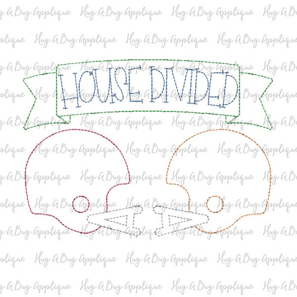 House Divided Helmets Bean Stitch Applique Design, Applique