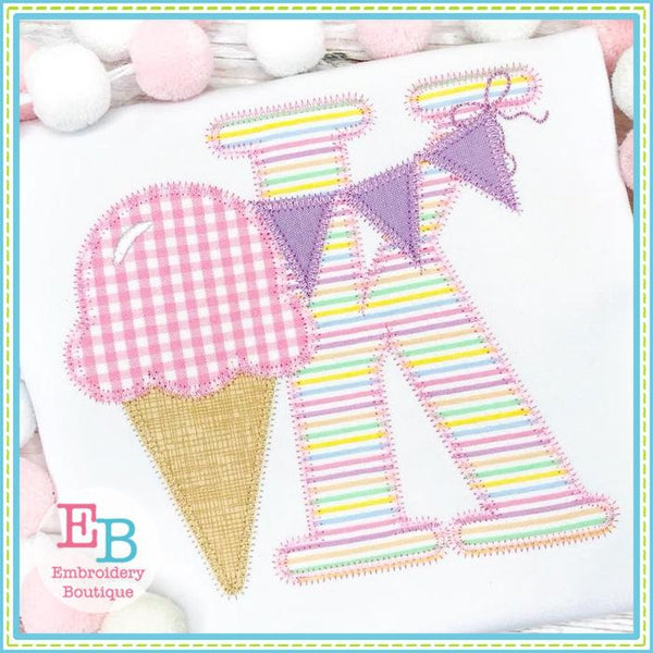 Ice Cream Applique Alphabet, Applique Alphabet