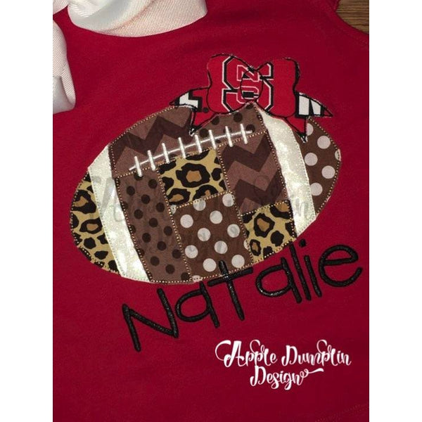 Patchwork Football with Bow Applique Design, applique