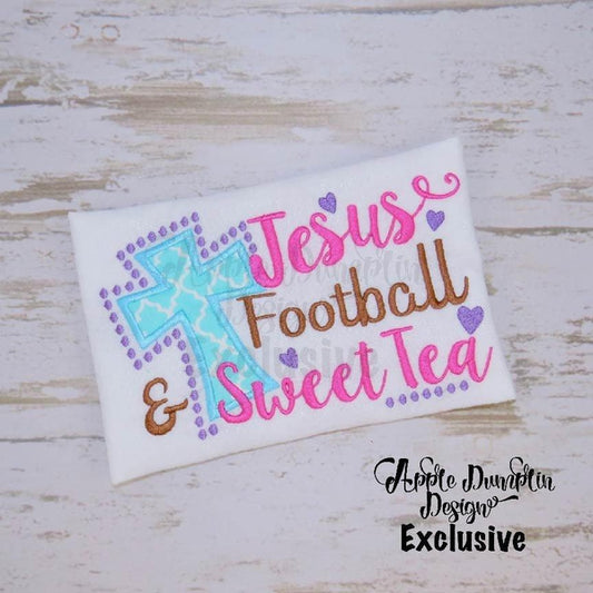Jesus, Football, and Sweet Tea, Applique Design, applique