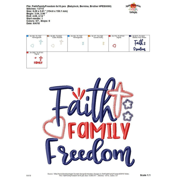 Faith Family Freedom Applique Design, applique