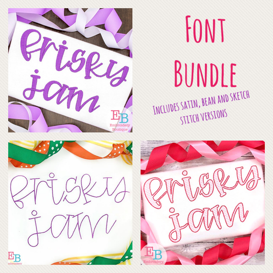 Frisky Jam Embroidery Font Bundle, Embroidery Font