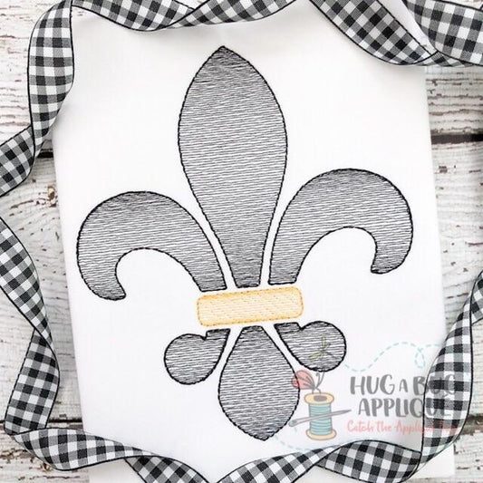 Fleur De Lis Sketch Stitch Embroidery Design, Embroidery