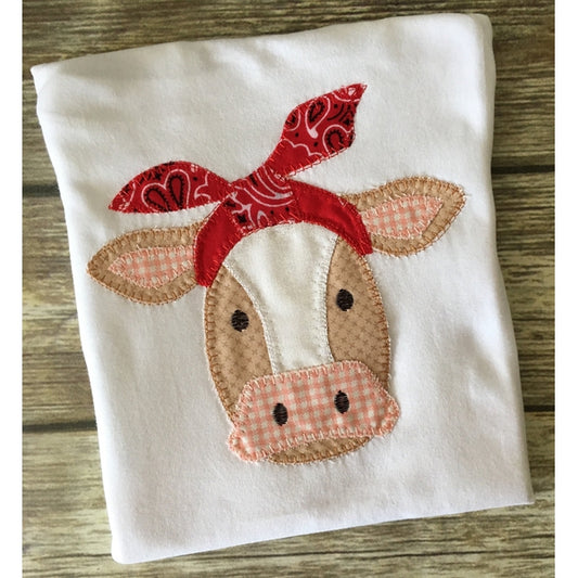 Cow Bandana Blanket Stitch Applique Design, Applique