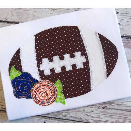 Football Flowers Bean Stitch Applique Design, Applique