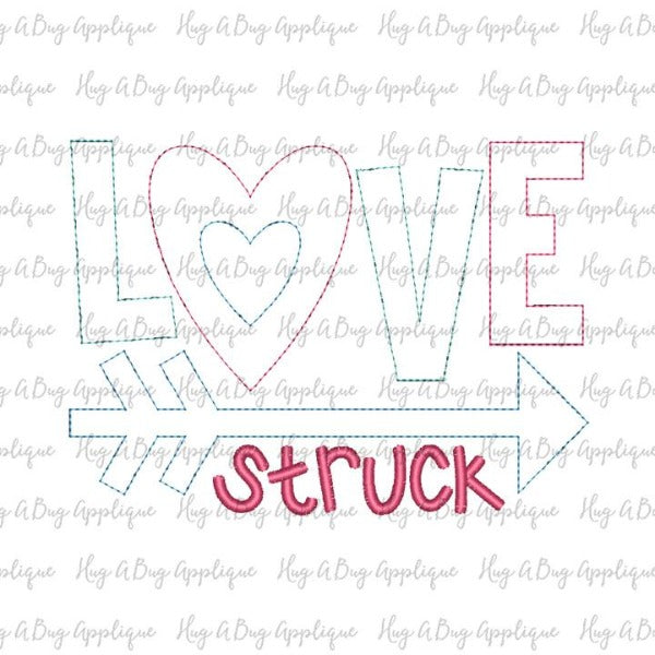 Love Struck Bean Stitch Applique Design, Applique