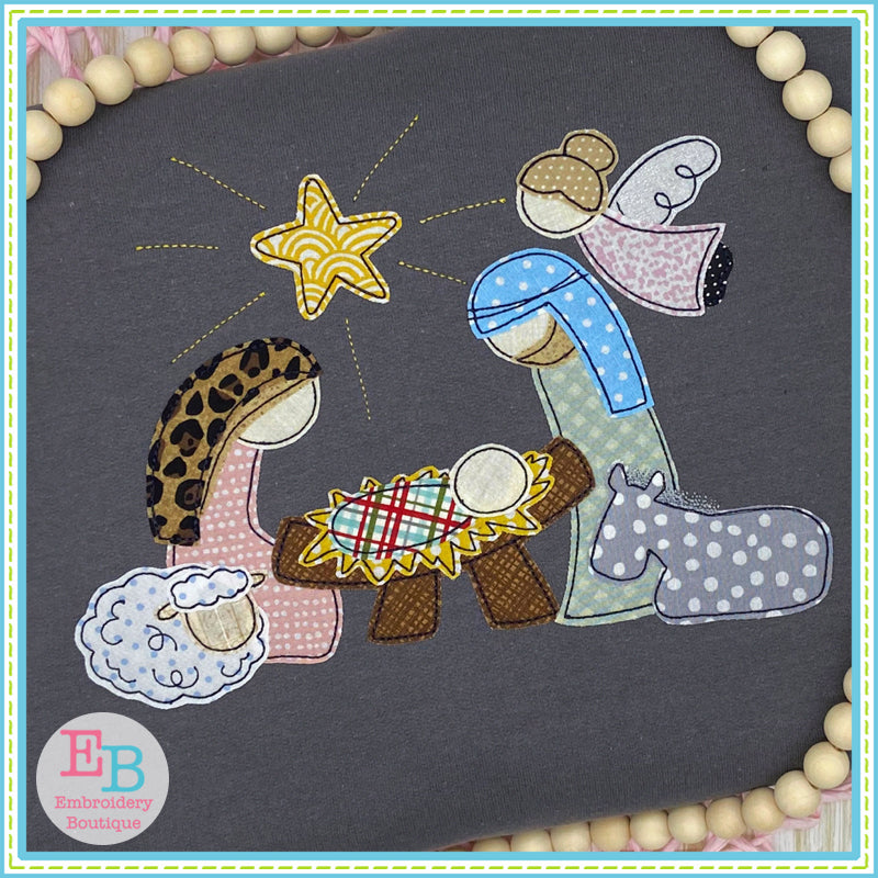 Nativity Donkey Bean Stitch Applique, Applique