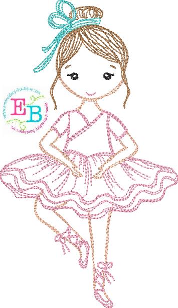 Nutcracker Ballerina Sketch Design, Embroidery Design