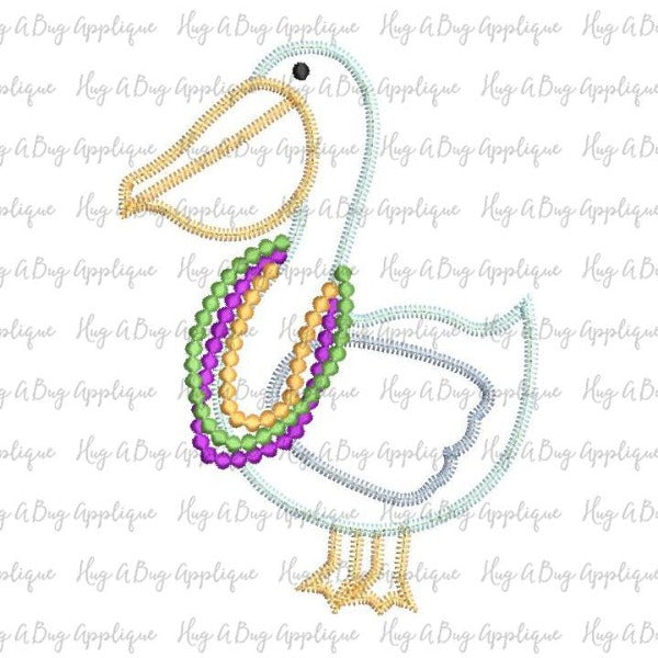 Pelican Beads Zig Zag Stitch Applique Design, Applique