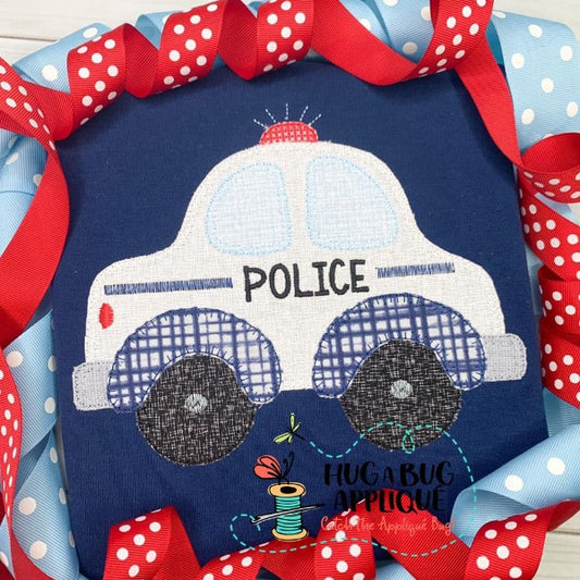 Police Car Blanket Stitch Applique Design, Applique