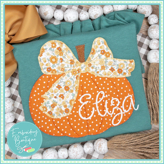 Pumpkin Big Bow Zigzag Applique, Applique, opensolutis