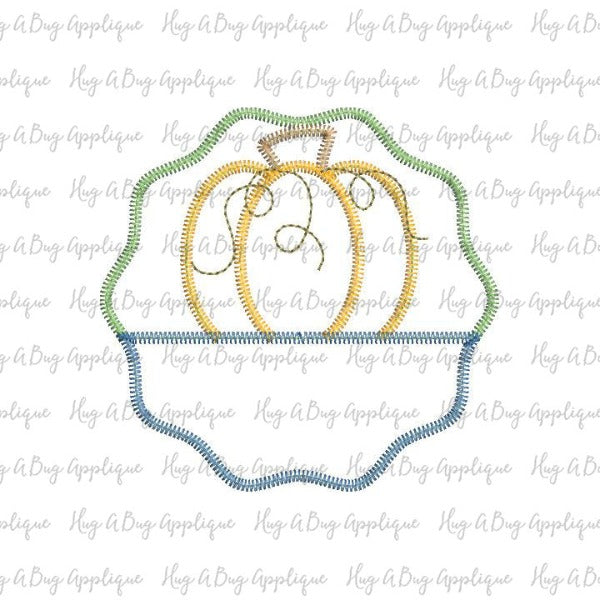 Pumpkin Wavy Split Circle Zig Zag Stitch Applique Design, Applique