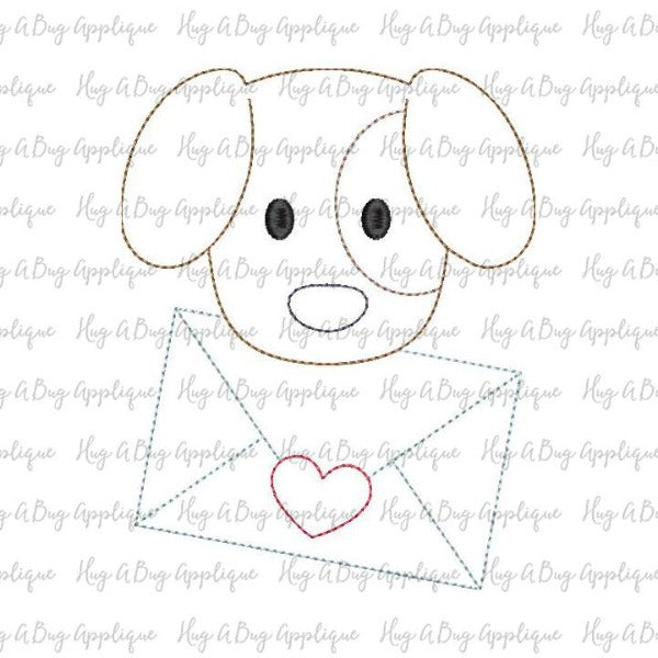 Pup Letter Bean Stitch Applique Design, Applique