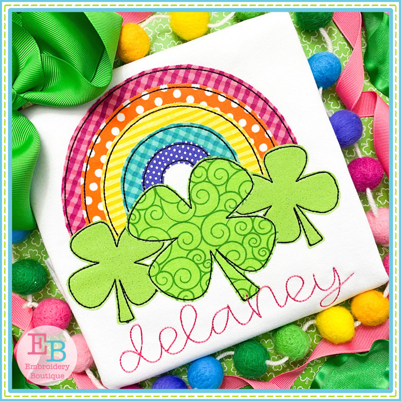 Shamrock Rainbow Bean Stitch Applique, Applique