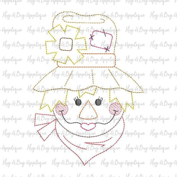 Scarecrow Girl Bean Stitch Applique Design, Applique