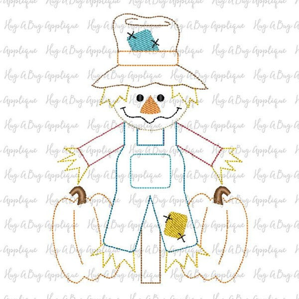 Scarecrow Pumpkins Bean Stitch Applique Design, Applique