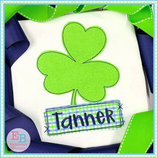 Shamrock Tag Bean Stitch Applique, Applique