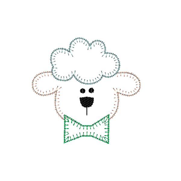Sheep Boy Blanket Stitch Applique Design, Applique