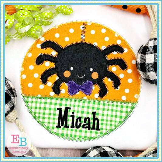 Spider Bow Tie Circle Split Zigzag Stitch Applique, Applique