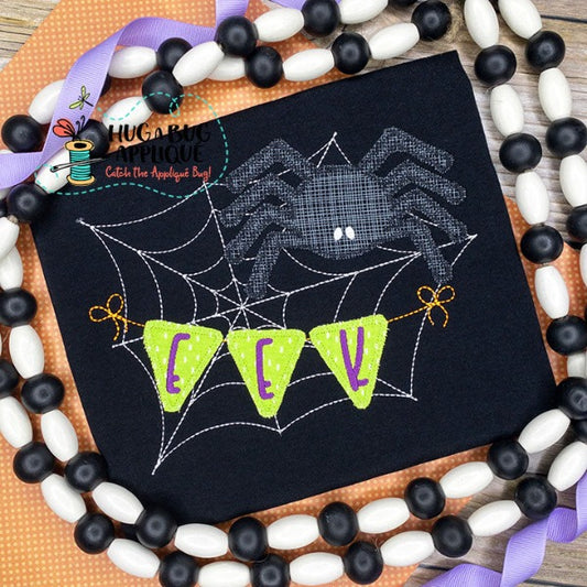 Spider EEK Zig Zag Stitch Applique Design, Applique