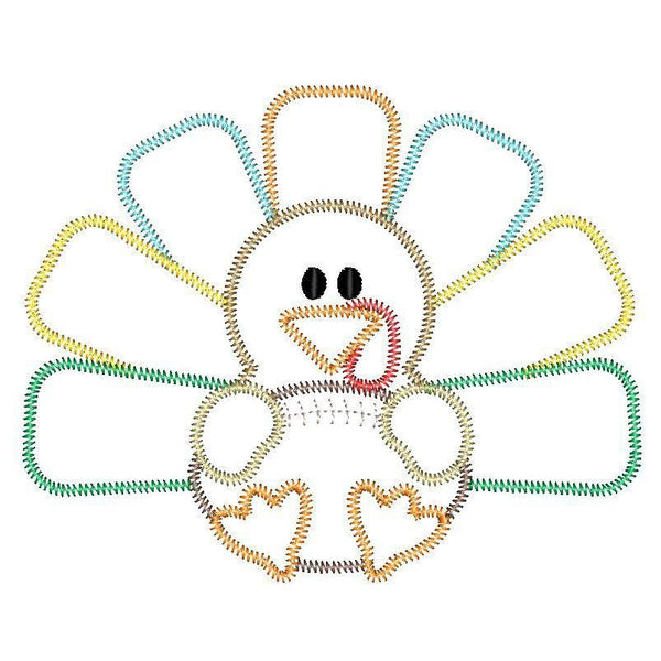 Turkey Football Zig Zag Stitch Applique Design, Applique