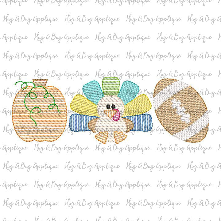 Turkey Boy Trio Sketch Stitch Embroidery Design, Embroidery