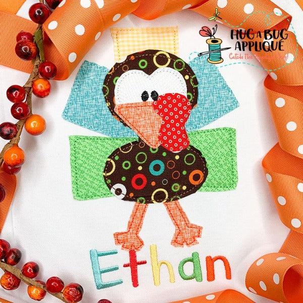 Turkey Tall Bean Stitch Applique Design, Applique