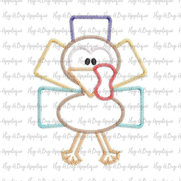 Turkey Tall Zig Zag Stitch Applique Design, Applique