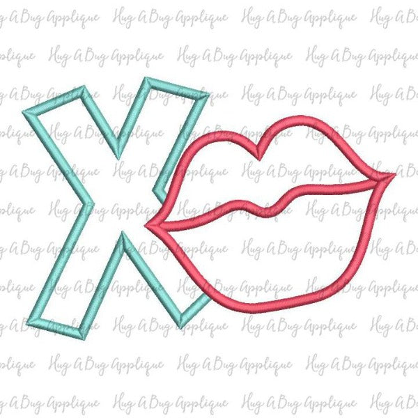 X Lips Satin Stitch Applique Design, Applique