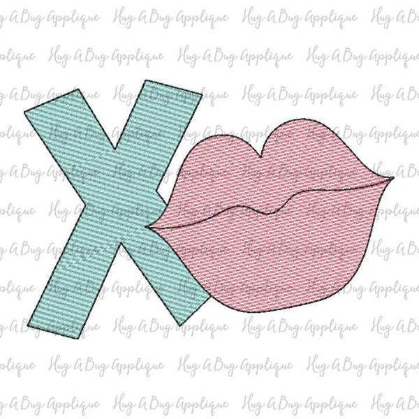 X Lips Sketch Stitch Embroidery Design, Embroidery