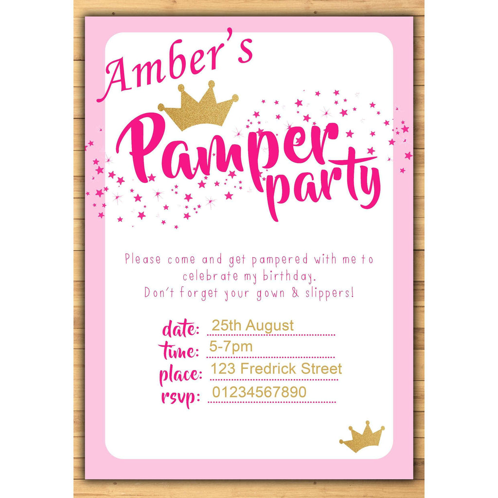 Pamper Party Birthday Invitations EndlessPrintsUK