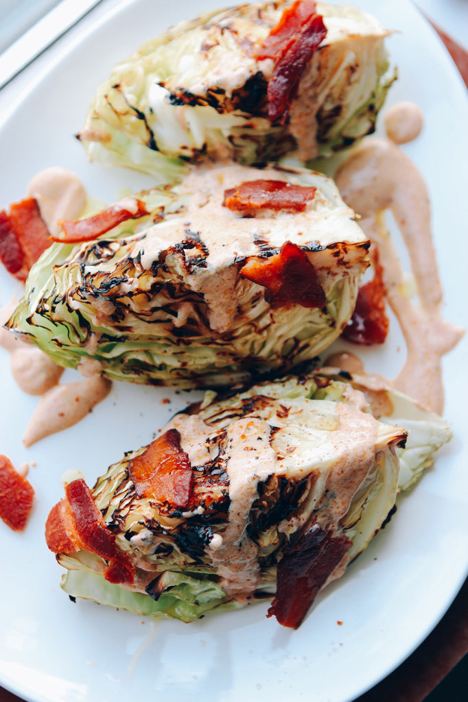 Grilled Cabbage Wedge Salad With Bacon & Smoky Yogurt Dressing