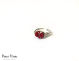 Silver Wire Ring with Red Gemstones