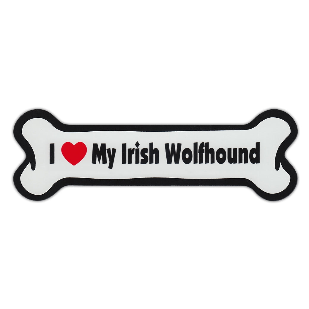 I LOVE MY IRISH WOLFHOUND Dog Bone Shaped Car Magnets 