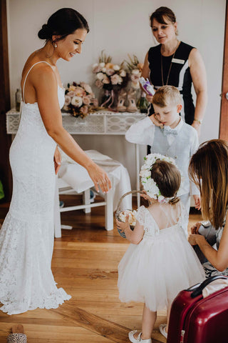 Bride with page boy and flower girl