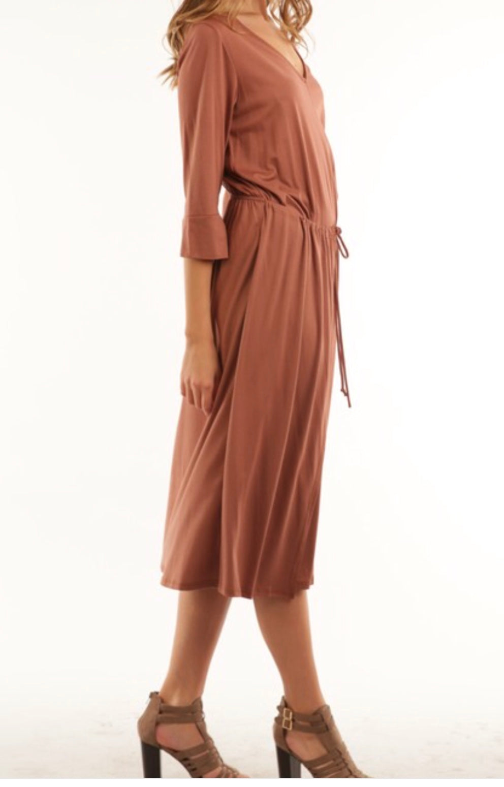 V-neck Wrap Midi Dress