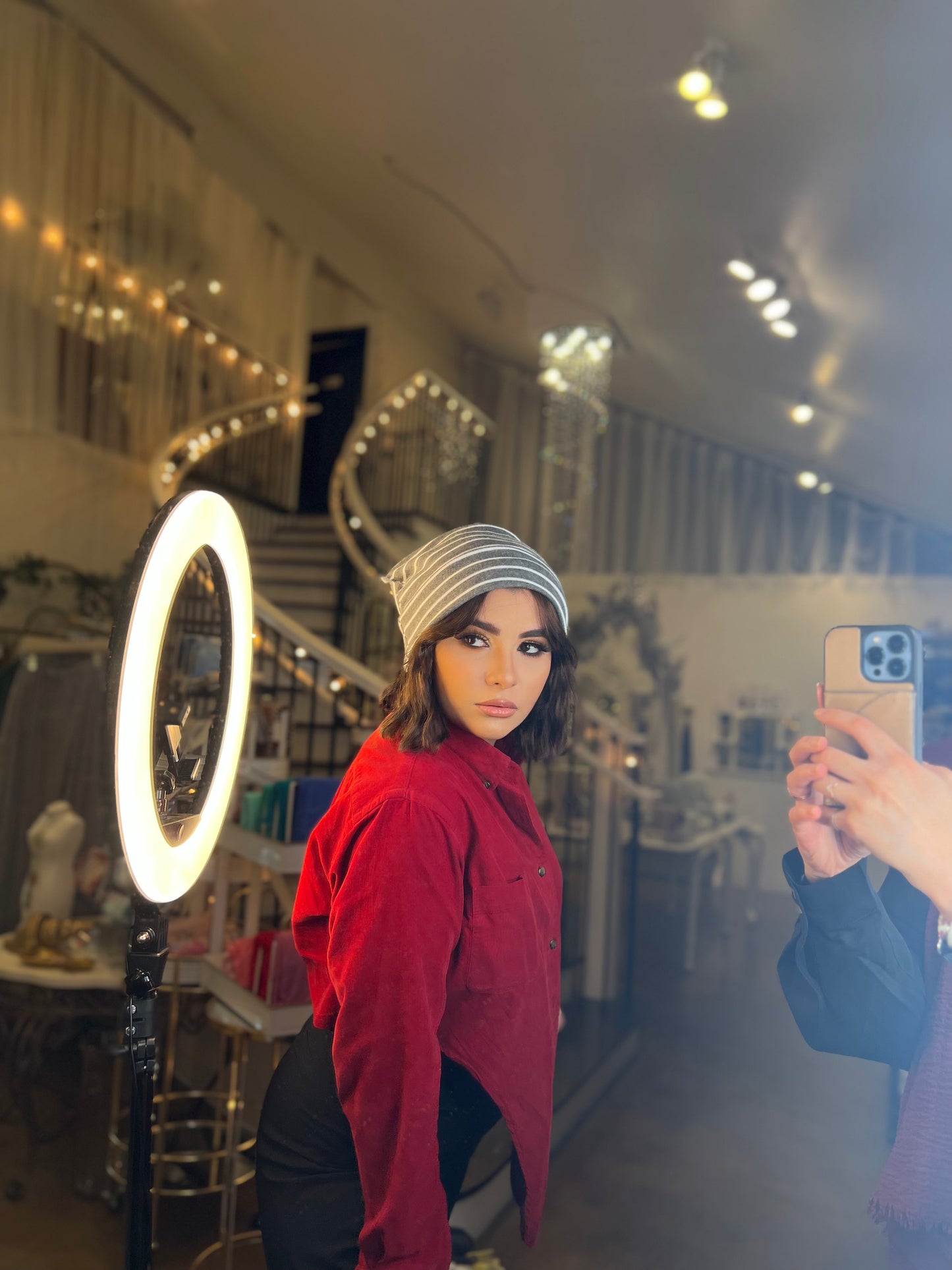 The Zahra Beanie: Heather Grey Stripes