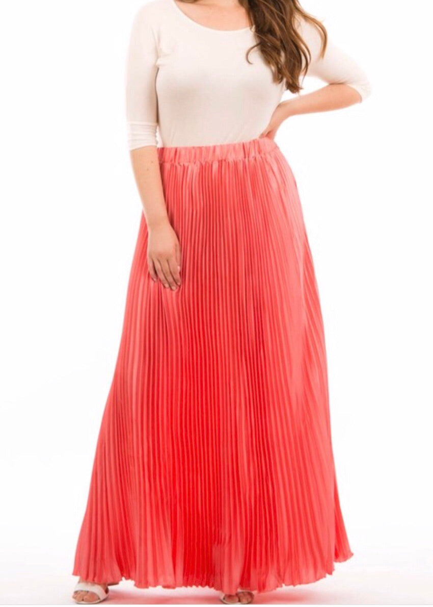 plus size pleated maxi skirt