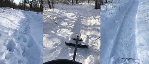 Before and After using a Snowdog Machine with Fatbike Groomer