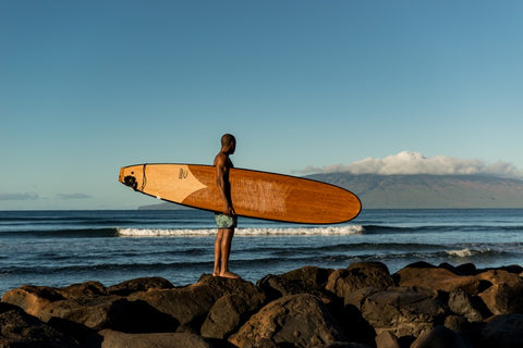 Wood surfboard Hawaii
